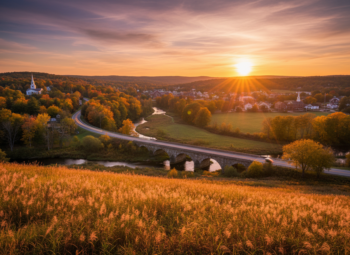 Massachusetts, golden hour photograph. cinematic camera angle 255025