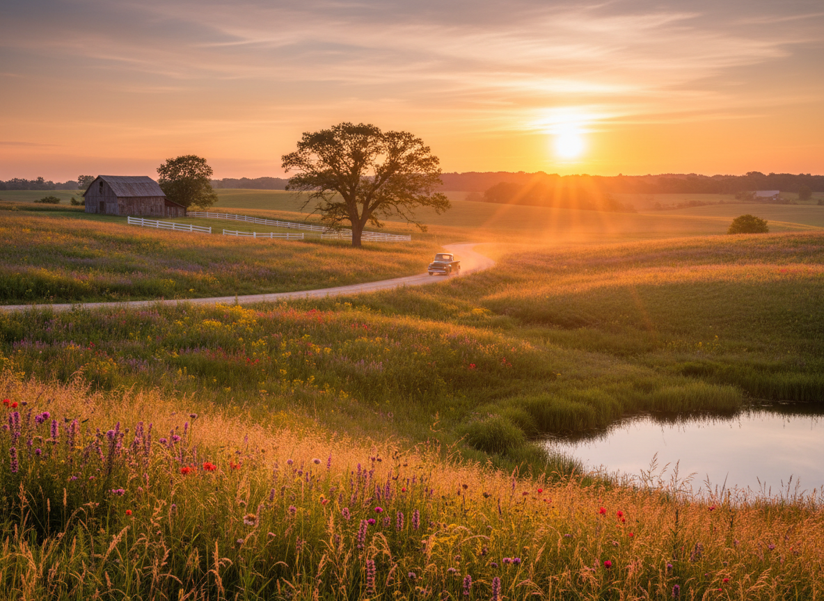 Michigan, golden hour photograph. cinematic camera angle 255025