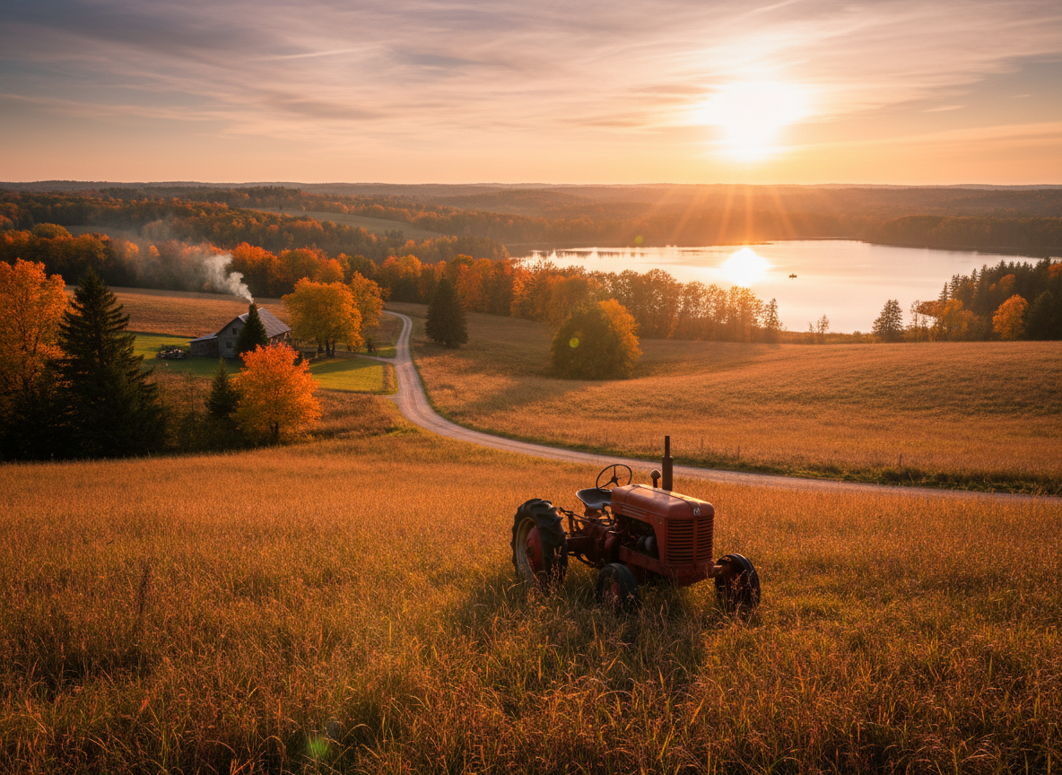 Minnesota, golden hour photograph. cinematic camera angle 255025