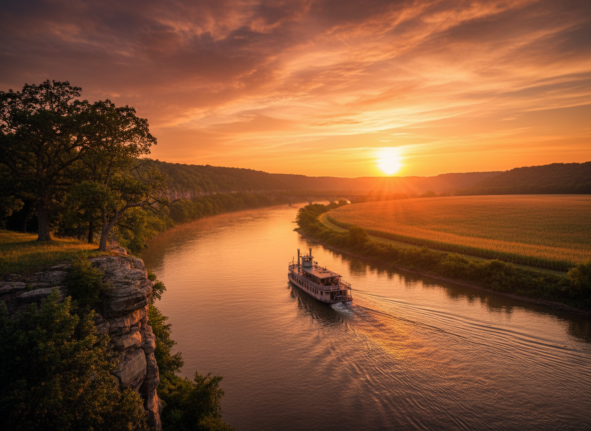 Missouri, golden hour photograph. cinematic camera angle 255025