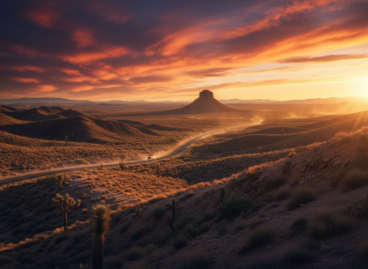Nevada, golden hour photograph. cinematic camera angle 255025