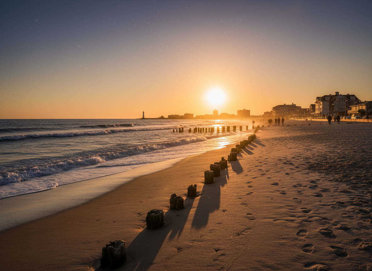 New Jersey, golden hour photograph. cinematic camera angle 255025