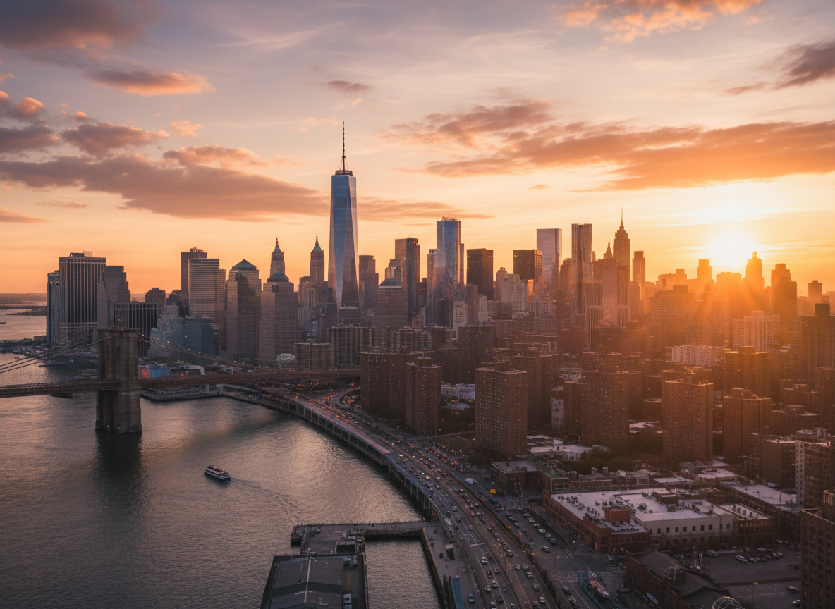 New York City, golden hour photograph. cinematic camera angle 255025
