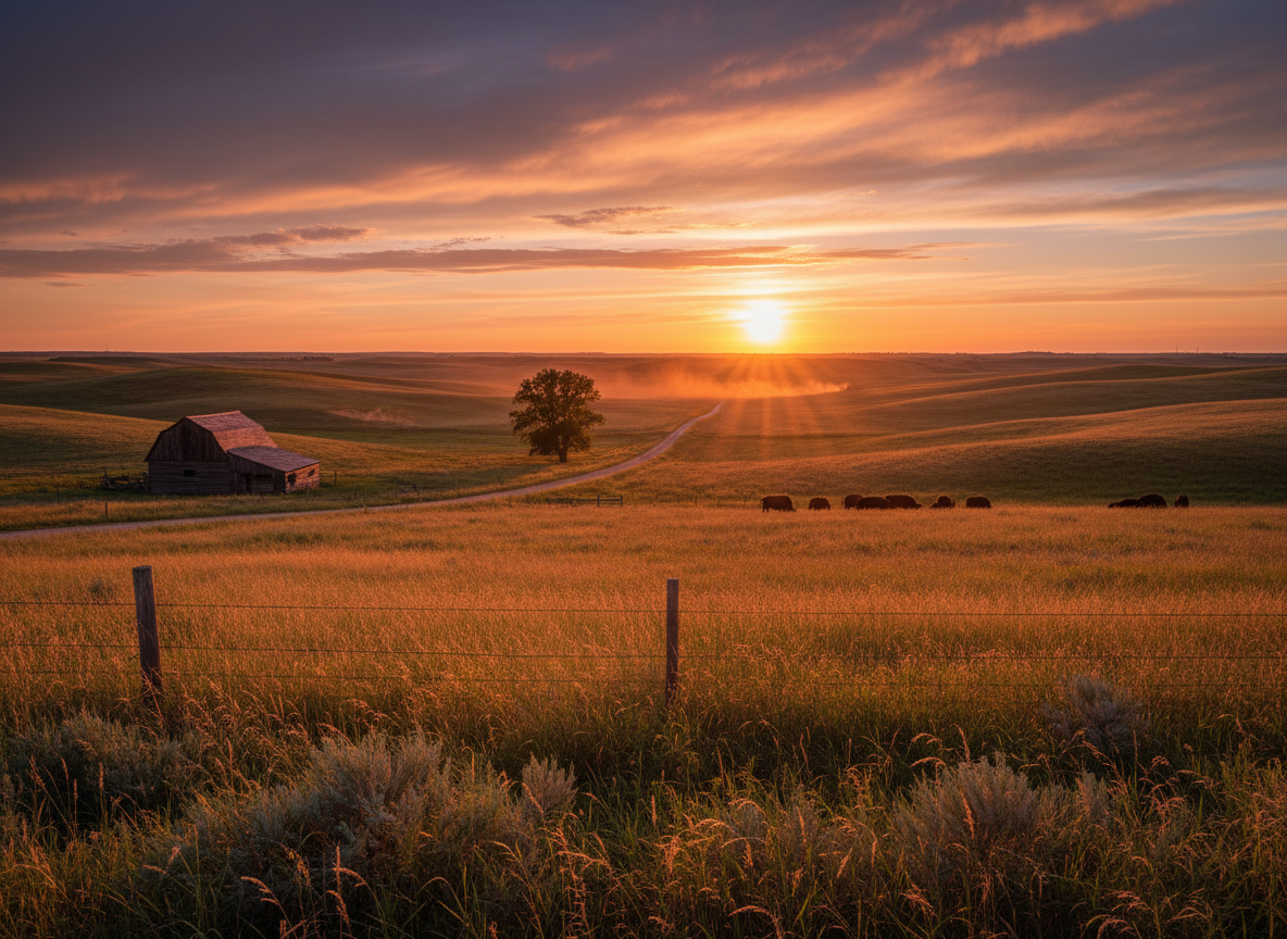 North Dakota, golden hour photograph. cinematic camera angle 255025