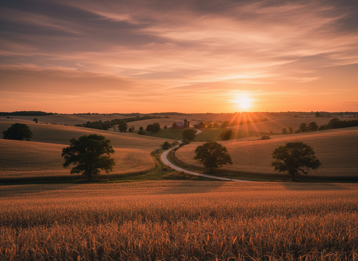 Ohio, golden hour photograph. cinematic camera angle 255025