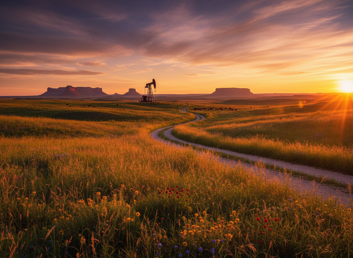 Oklahoma, golden hour photograph. cinematic camera angle 255025
