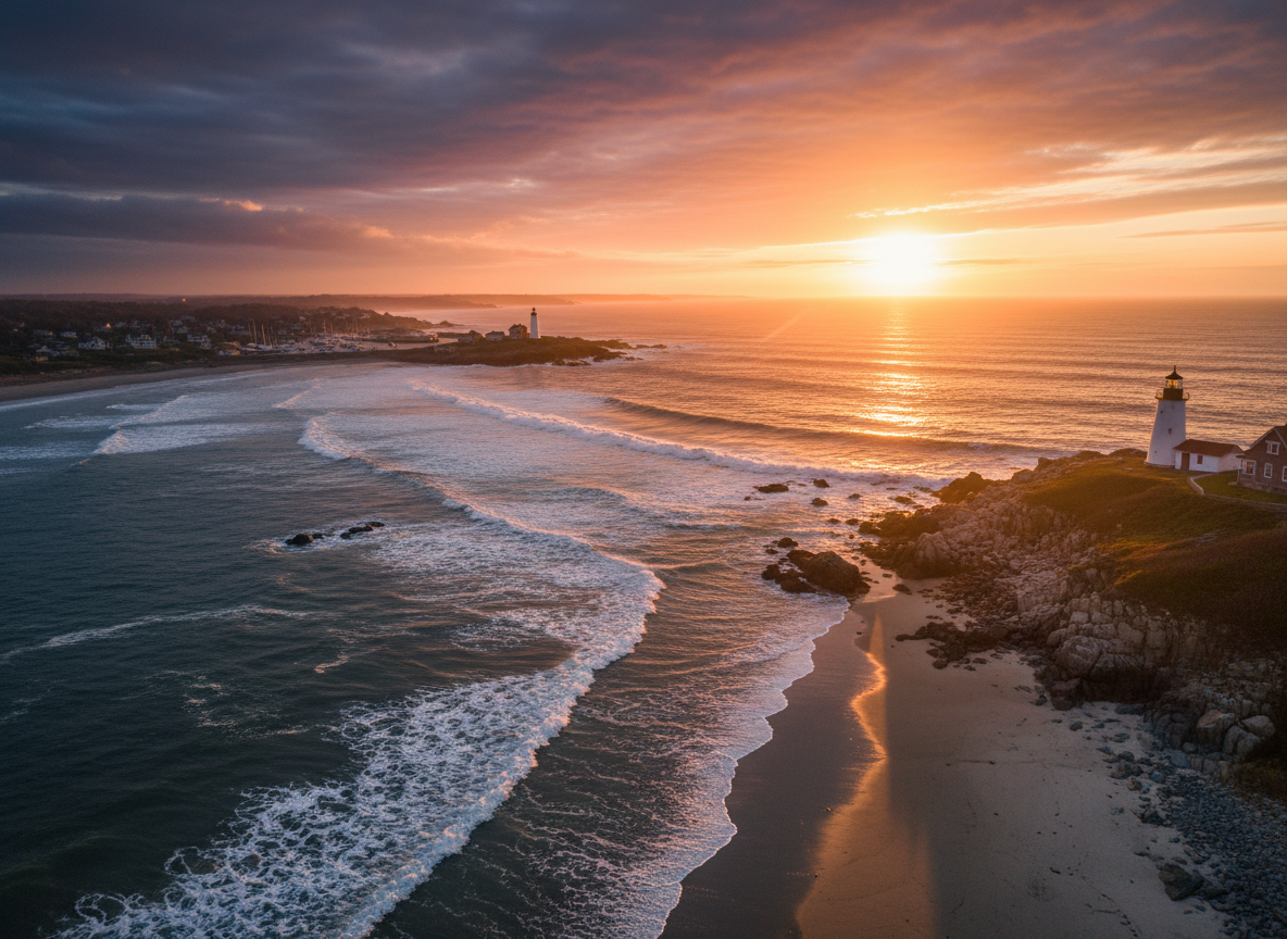 Rhode Island, golden hour photograph. cinematic camera angle 255025