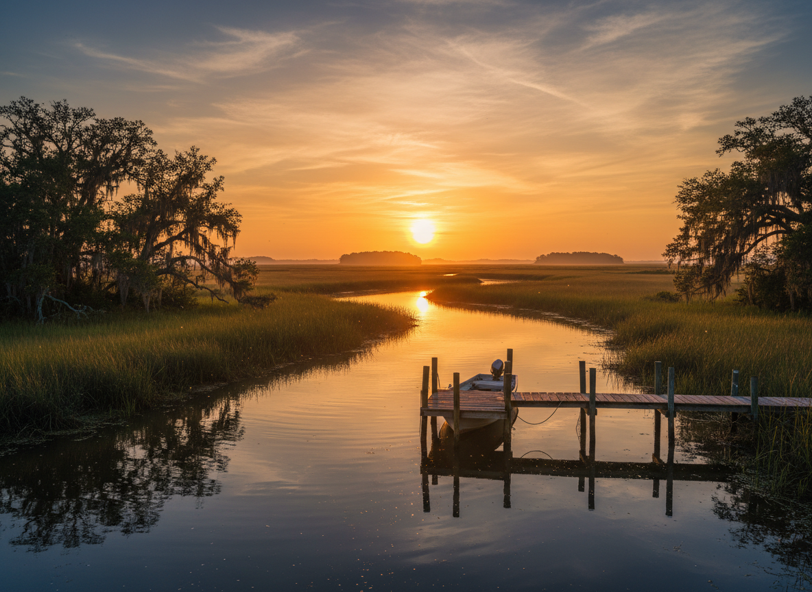 South Carolina, golden hour photograph. cinematic camera angle 255025