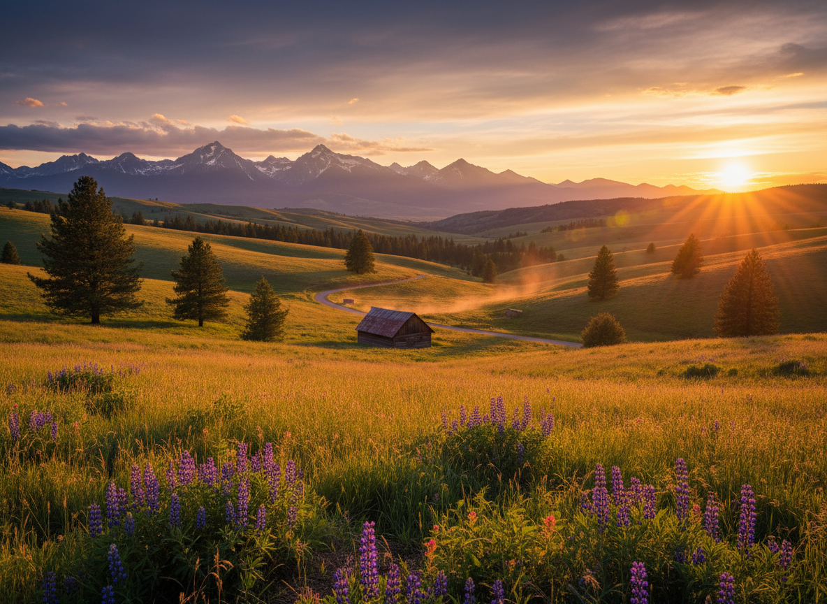 Washington state, golden hour photograph. cinematic camera angle 255025