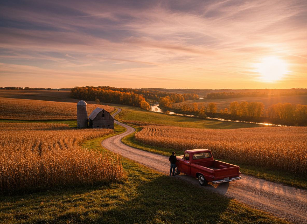 Wisconsin, golden hour photograph. cinematic camera angle 255025