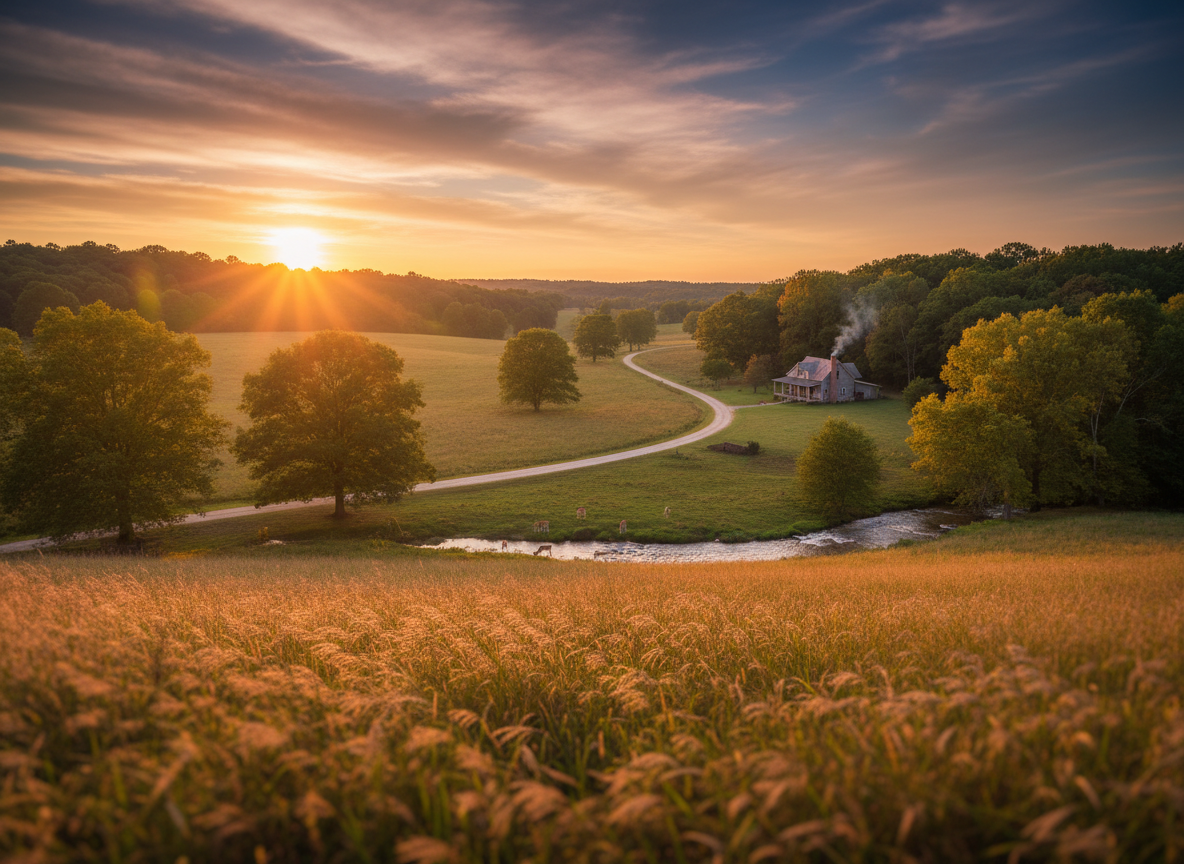 georgia, golden hour photograph. cinematic camera angle 255025