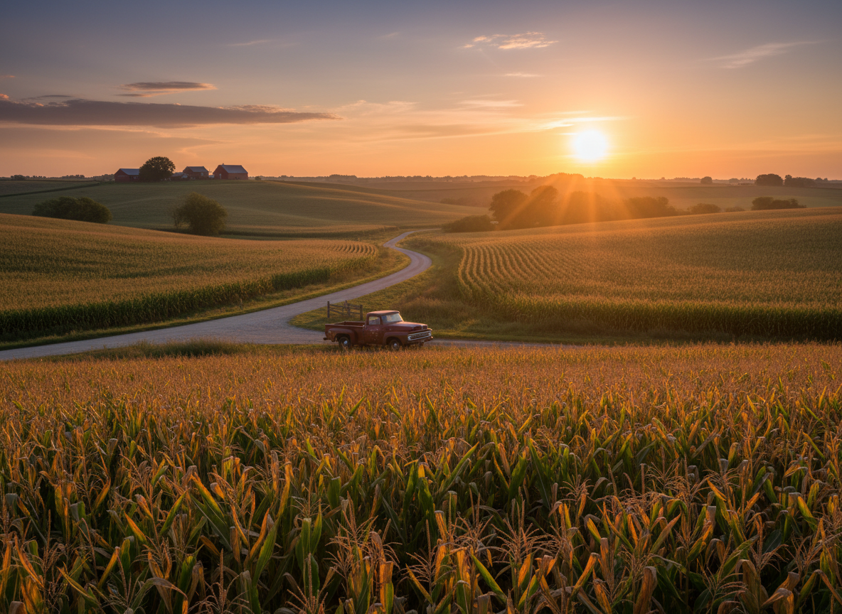 iowa, golden hour photograph. cinematic camera angle 255025