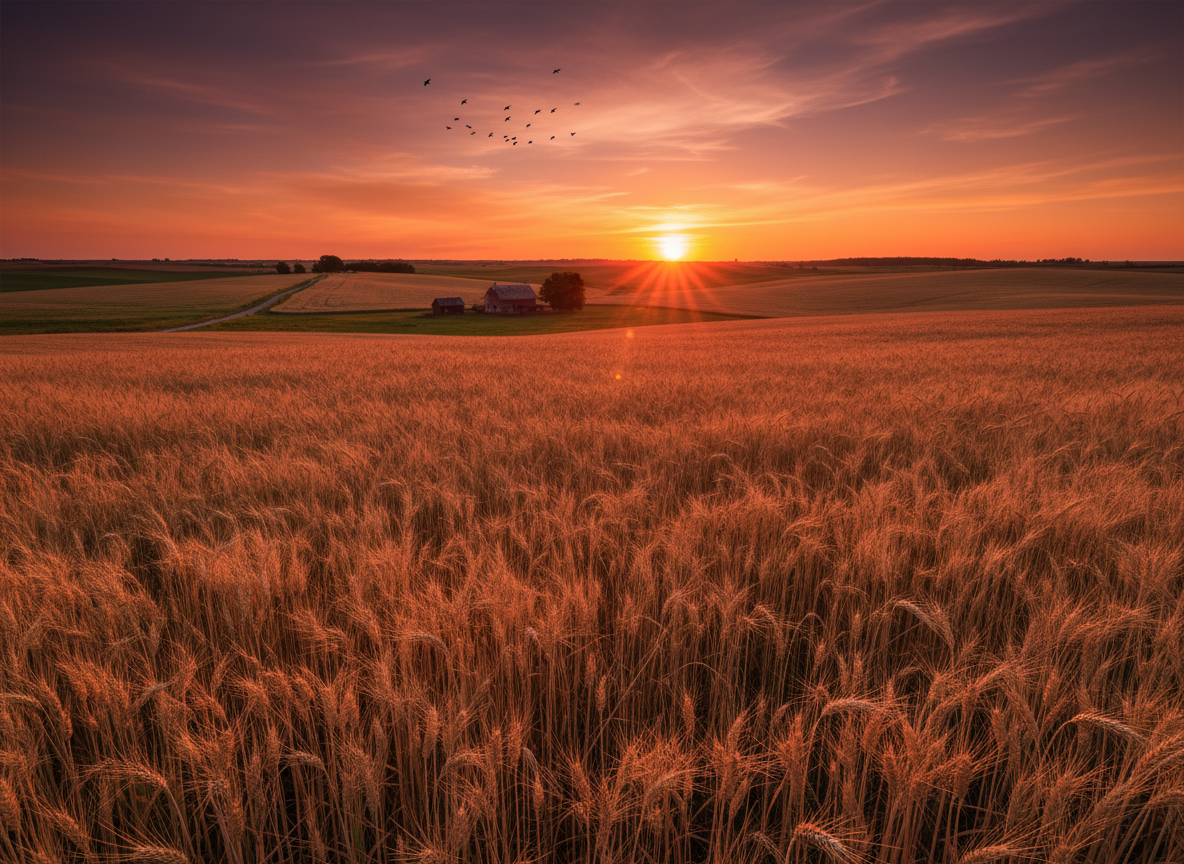 kansas, golden hour photograph. cinematic camera angle 255025